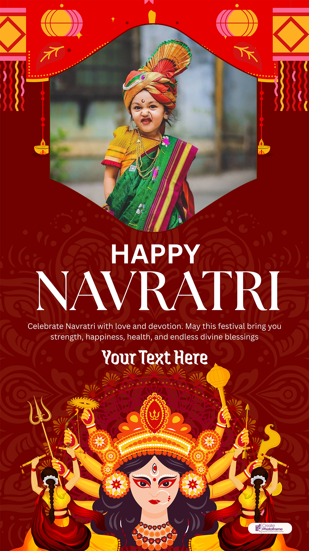 Navratri Festival Nav Durga Photo Frame Generator With Name