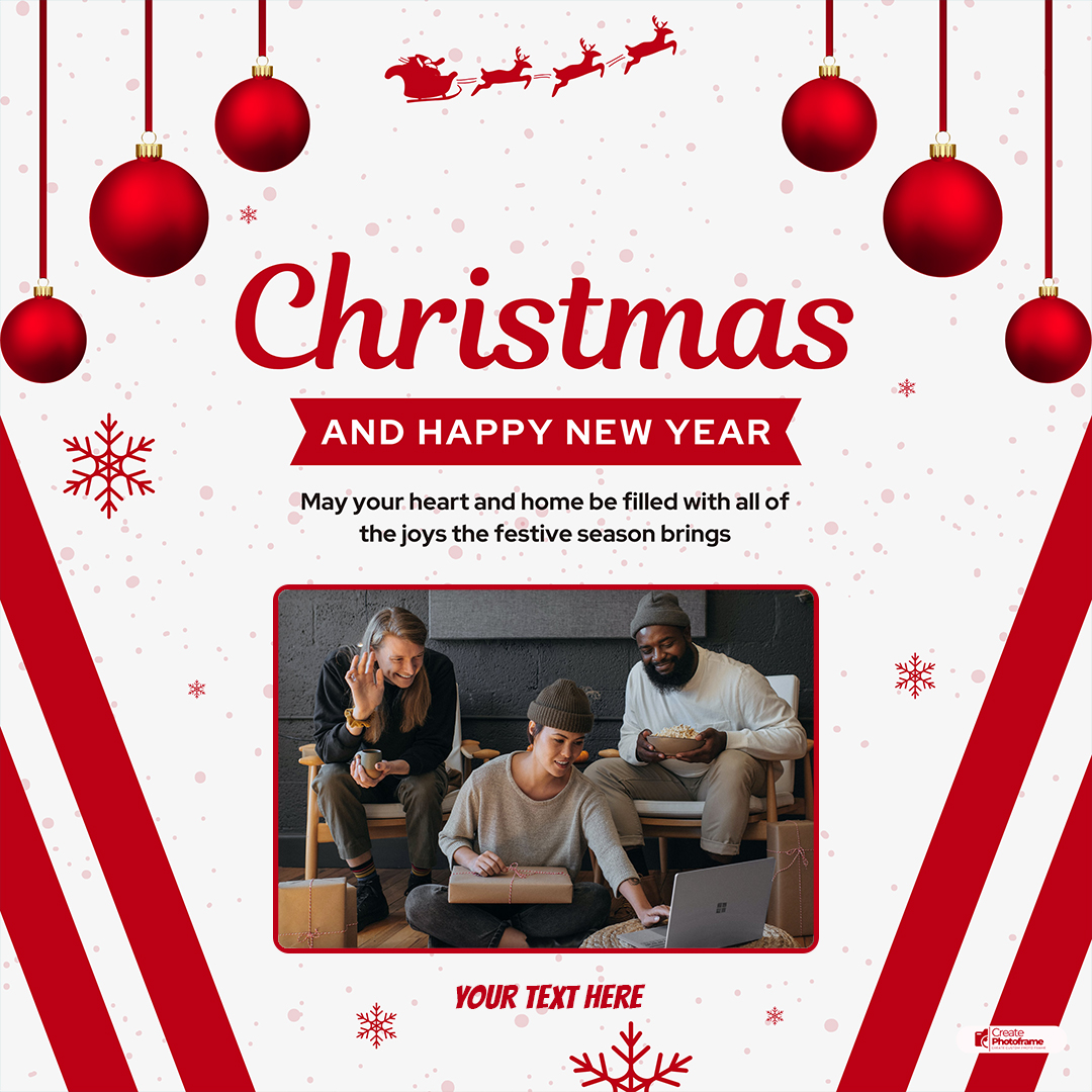 Merry Christmas 2025 And New Year 2026 Card Photo Frame With Name