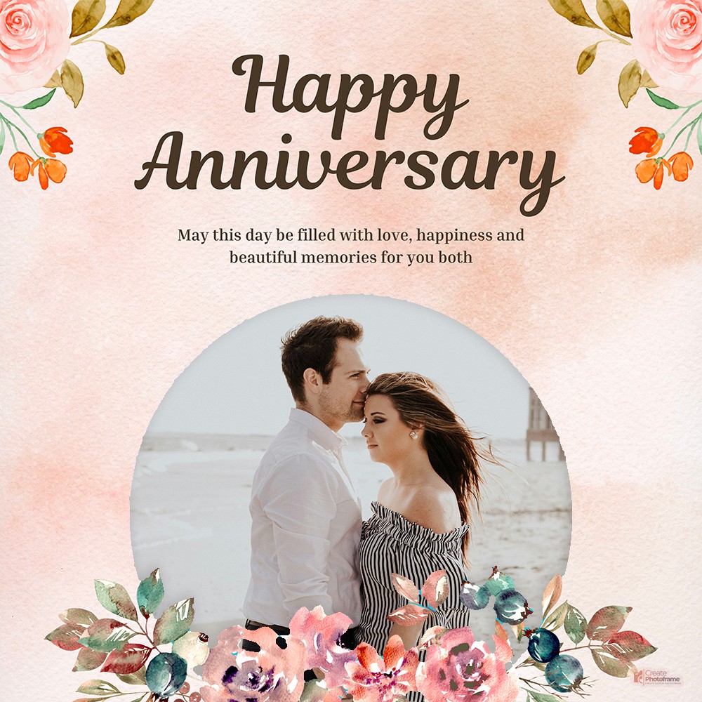 Happy Anniversary With Picture Frame And Name Edit