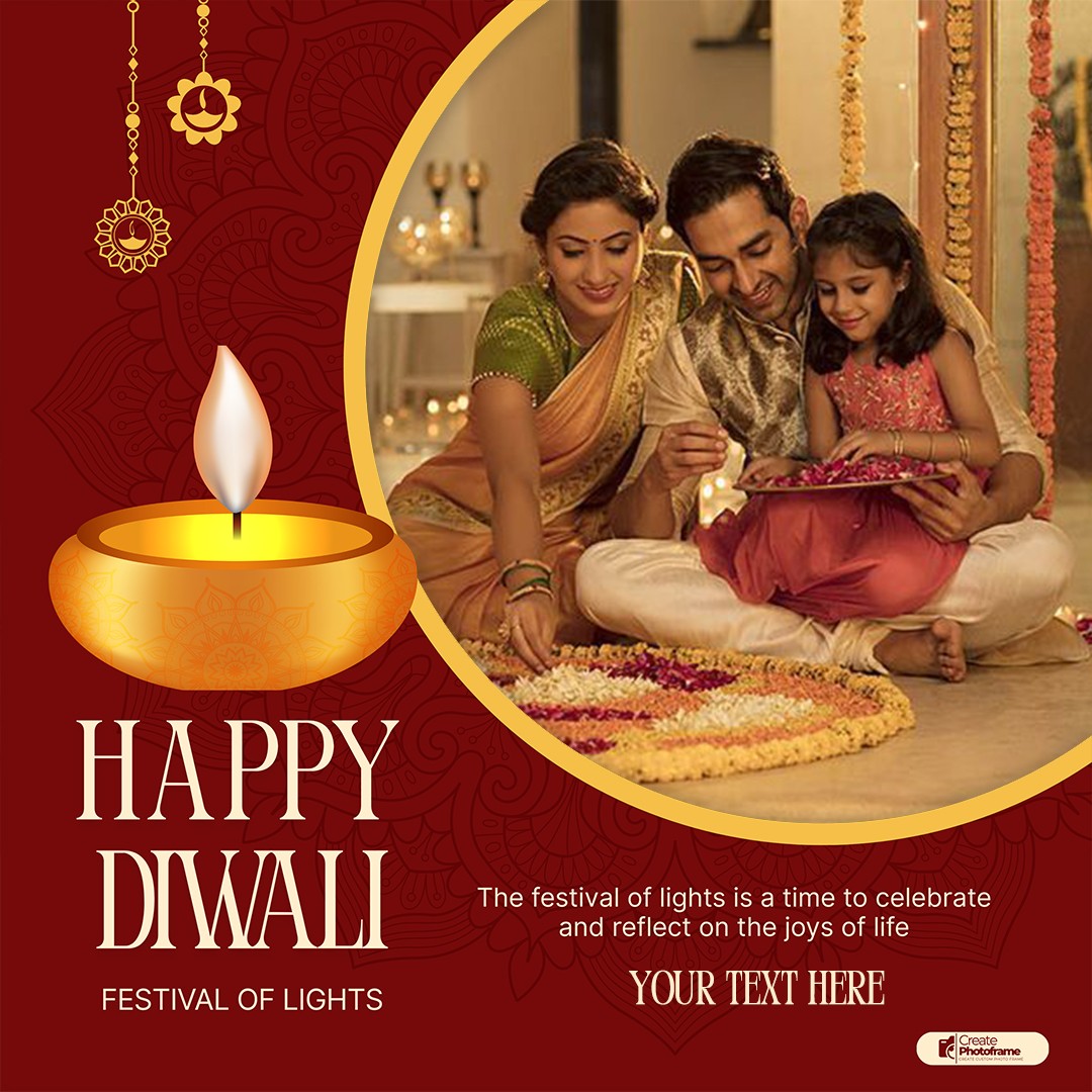 Happy Diwali 2025 Festival Of Lights Photo Frame With Name