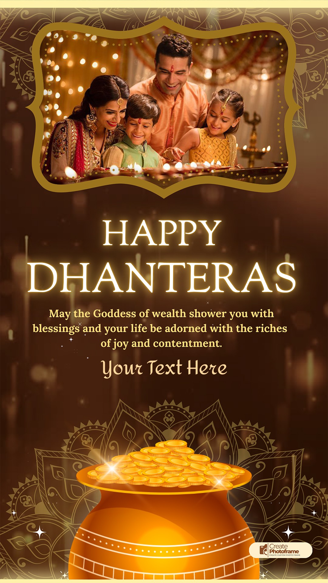 Free Dhanteras 2025 WhatsApp Story Image Frame With Name