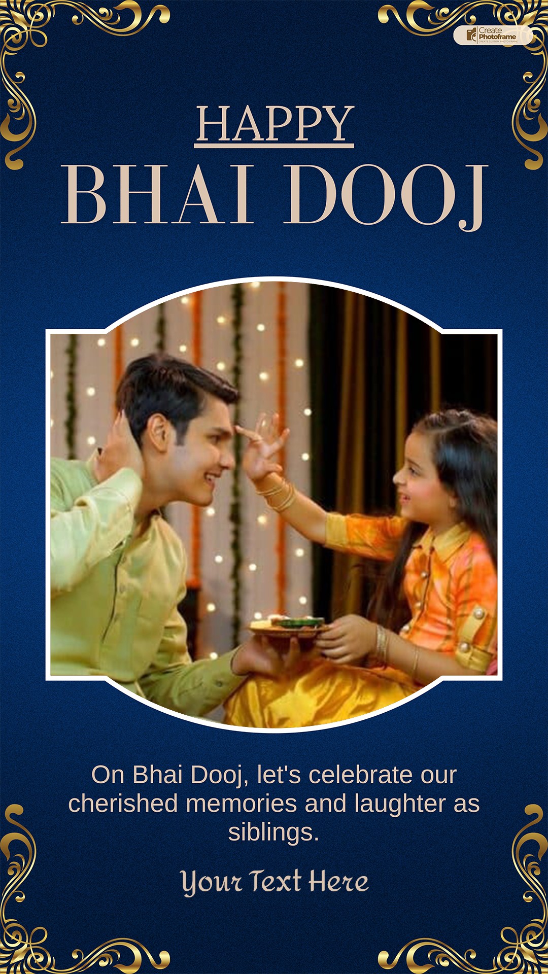 Brother And Sister Bhai Dooj Status Photo Frame With Name