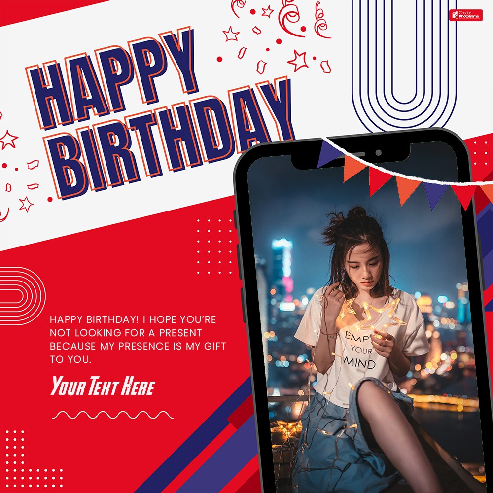 Stylish Snap Birthday Frame With Name And Photo Edit