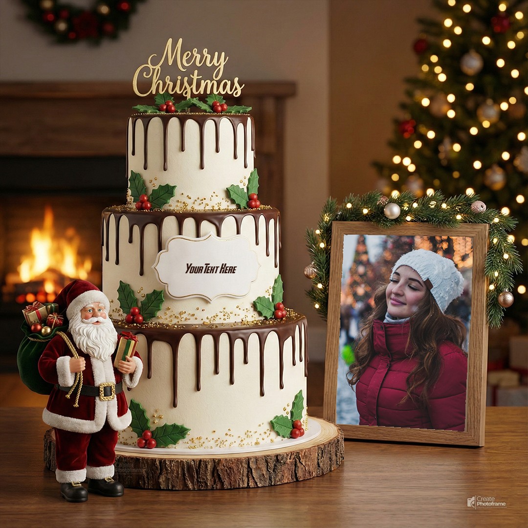 Christmas Cake Topper Design With Name And Photo